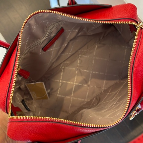 Michael Kors Mercer Medium Top-Zip Belted Satchel Crossbody Purse 
BRIGHT RED
NW - Picture 3 of 16
